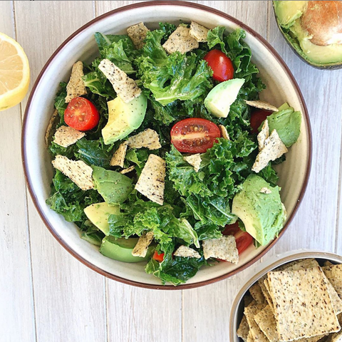 Recipe: Superfood Kale Salad + Grain-free, Gluten-free Croutons with Pulp Chips